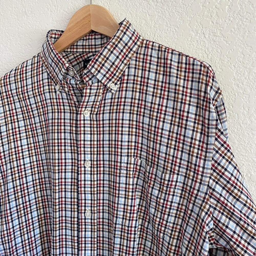 Land’s End Men's Flannel 100% Cotton Plaid Button Up‎ Shirt Long Sleeve Large